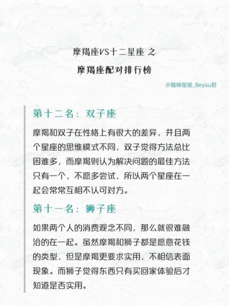 魔羯座和什么星座最配_摩羯最佳伴侣排行